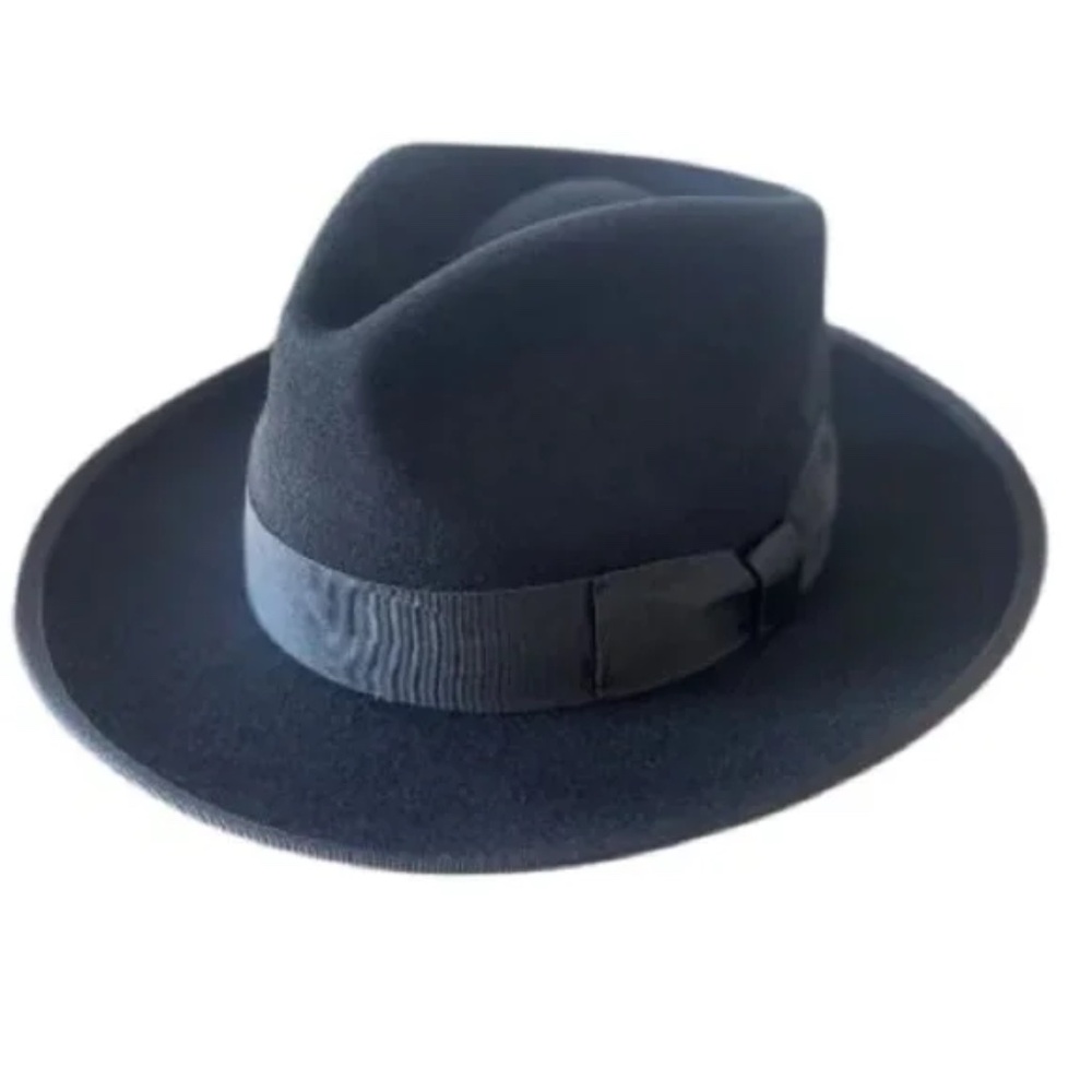 NWT Lihua Brand Womens Wool Felt Fedora Hat Black Bow Band